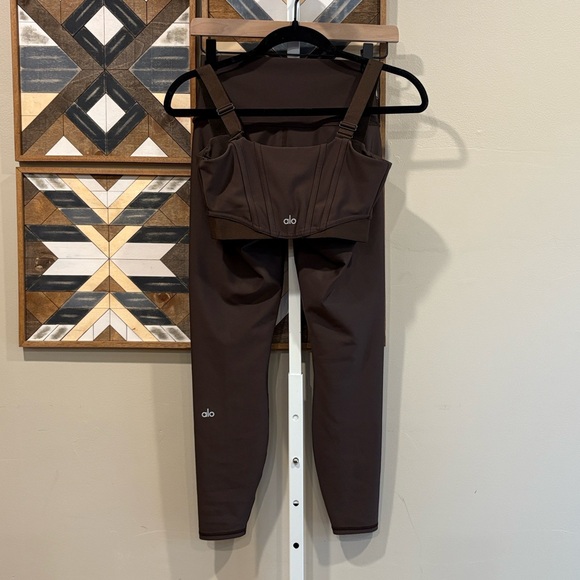 ALO Yoga 7/8 High-Waist Airlift Legging + Corset Bra Set Espresso Brown sz Small - Picture 5 of 9